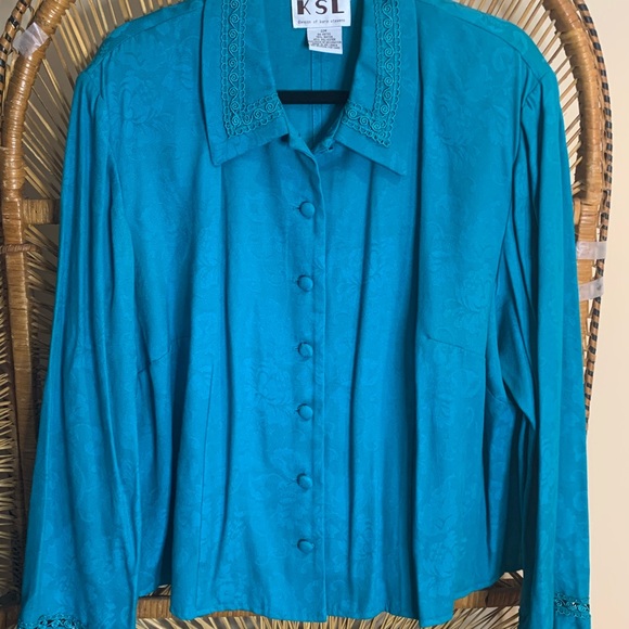 NWT $79 * KSL WOMENS PLUS SIZE TURQUOISE 2 PIECE DRESS AND JACKET * SIZE 22 - Picture 8 of 9